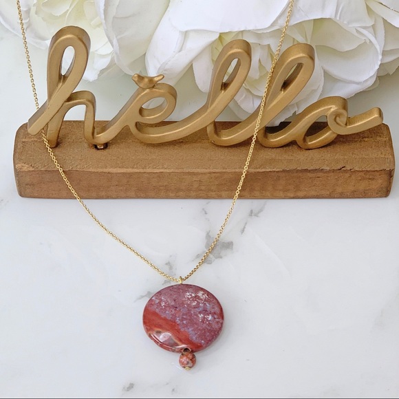 Ocean Jasper Gemstone Stone Pendant Necklace - Picture 3 of 3